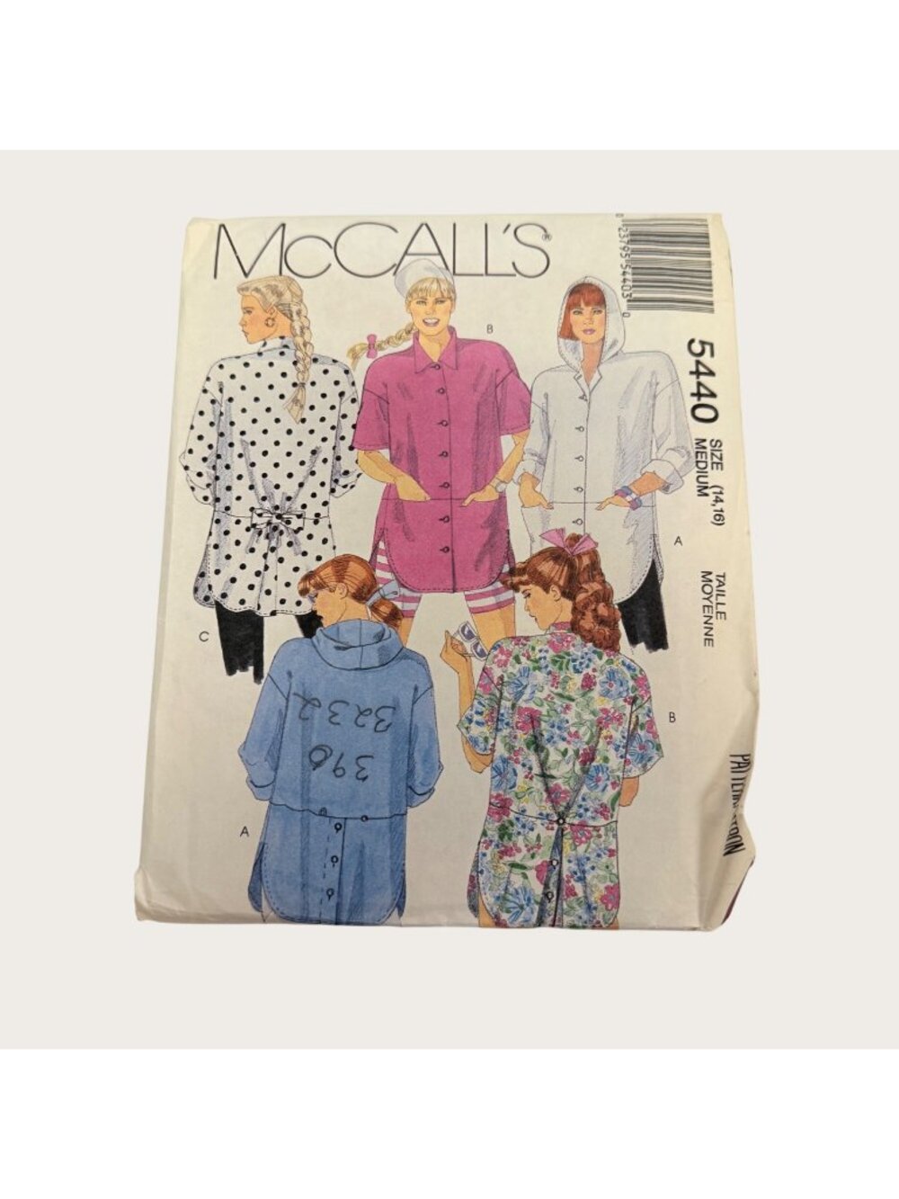 Vintage 1990s McCalls Sewing Pattern 5440 Misses Shirt Size Medium 14-16 Uncut